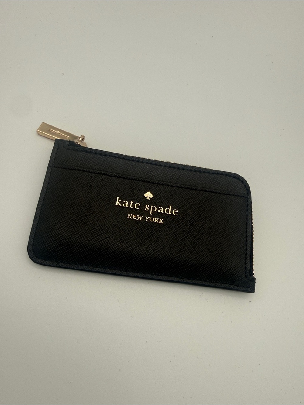 Kate Spade Black Leather Card Holder Coin Purse Zip Wallet